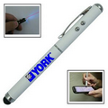 White Touch Screen Stylus with Laser Pointer & Flashlight